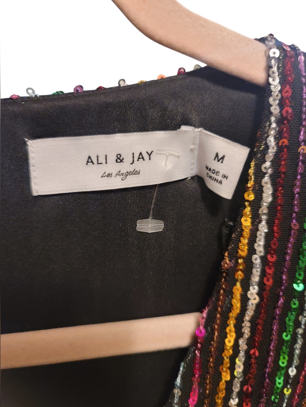Ali & Jay Rainbow Sequin Stripe Mini Dress - NWT Size M - Picture 3 of 7